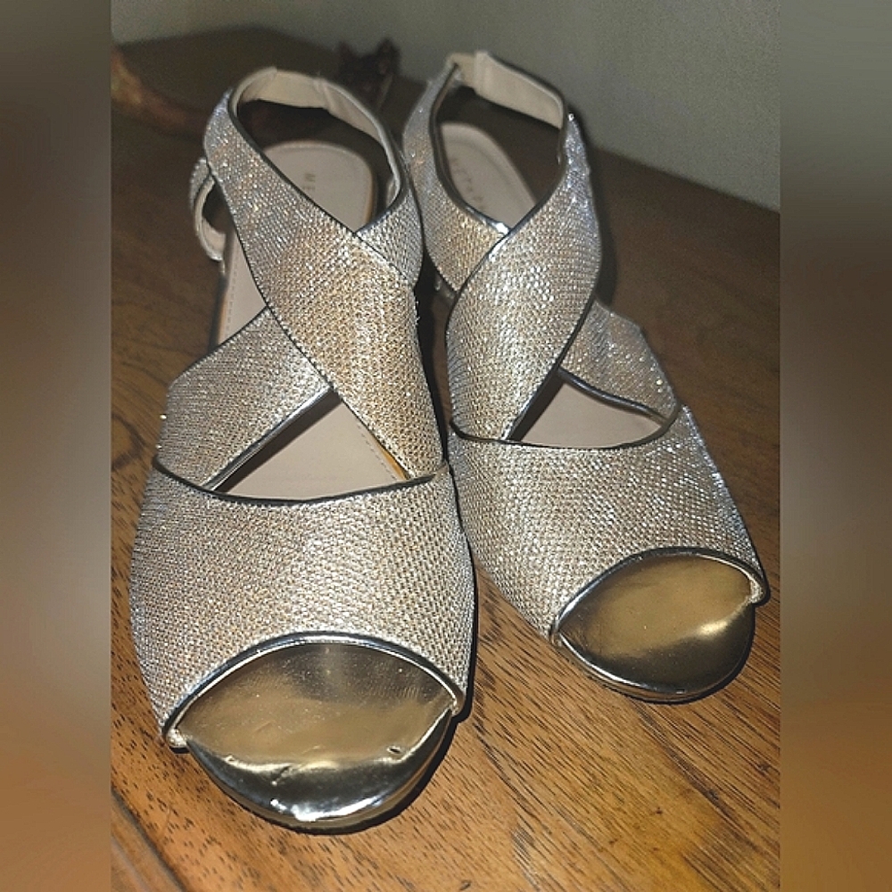 NWOT Woman's Glitter Wedges Wrapped Shoes Size 11
